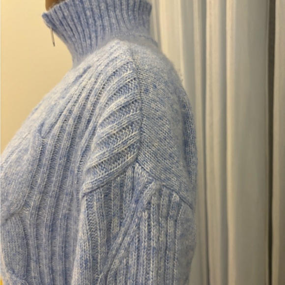 Light Blue Cable Knit Turtleneck Sweater - Picture 8 of 11